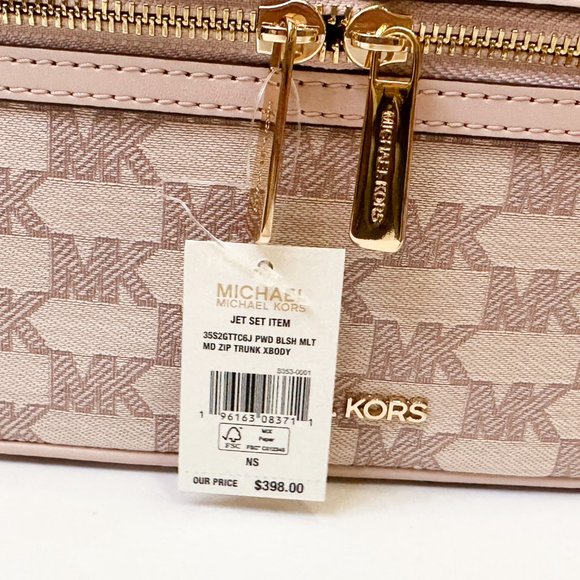 Michael Kors Jet Set Item Medium Zip Trunk Crossbody Bag MK Signature Pink Multi - Picture 11 of 12